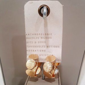 Anthropologie Women's Flat Disc Gold Tone Hoop Earrings NWT
